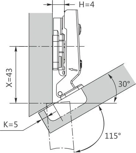 Петля -30° DTC STANDARD Click-On 48мм (C98Z686)